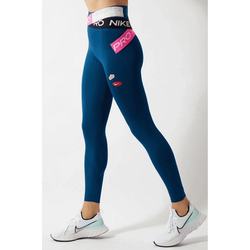 Nike One Lux Women's Icon Clash Valerian Blue 7/8 Tights Size‎ XS